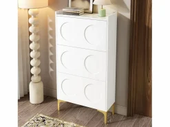 Outlet Zapatero moderno - 63 x 24 x 120 cm - con 3 puertas + patas metálicas - MDF - Zapatero|Mueble De Almacenaje