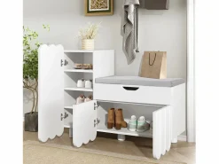 Hot Zapatero moderno - 90 x 35 x 74,5 cm - con 3 puertas + 1 cajón + cojín de asiento - MDF - Mueble De Almacenaje|Zapatero