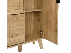 Merax Zapatero moderno con espejo y puertas abatibles + estante - 110 x 24 x 137,5 cm - MDF - natural