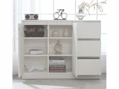 Hot Zapatero moderno con gran espacio de almacenaje, 2 puertas y 3 cajones, balda regulable, (120x35x90 cm) Blanco