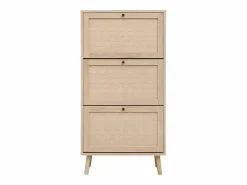Clearance Zapatero natural con 3 puerta basculante y tiradores negros - Ideal para entradas y pasillos Zapatero|Mueble De Almacenaje