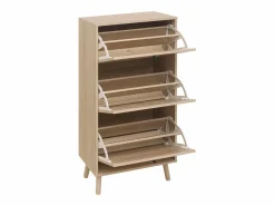 Clearance Zapatero natural con 3 puerta basculante y tiradores negros - Ideal para entradas y pasillos Zapatero|Mueble De Almacenaje