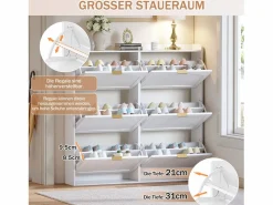 Outlet Zapatero para entrada - 120 x 23 x 118 cm - con 6 compartimentos abatibles - MDF + aglomerado - Zapatero|Mueble De Almacenaje