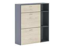 Online Skraut Home Zapatero WIND, color estructura Gris Antracita, color roble, 90x26x102cm Color natural claro