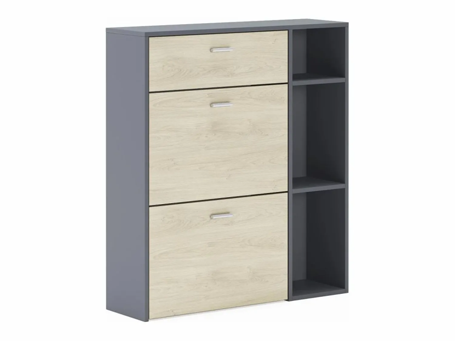 Online Skraut Home Zapatero WIND, color estructura Gris Antracita, color roble, 90x26x102cm Color natural claro