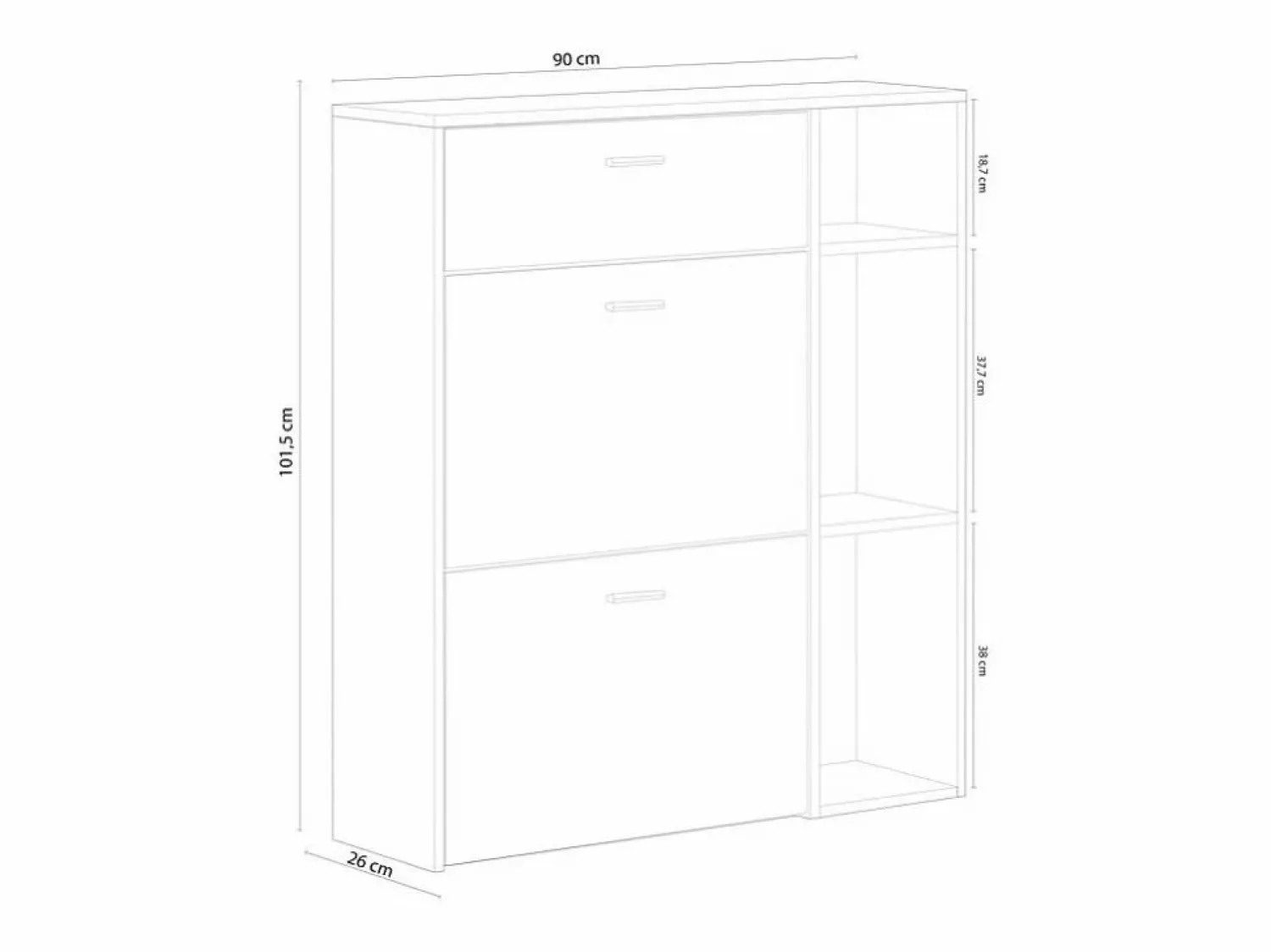 Online Skraut Home Zapatero WIND, color estructura Gris Antracita, color roble, 90x26x102cm Color natural claro