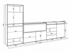 New Skraut Home Zapatero, 274x35x145cm, Dormitorio, habitación, Chimenea eléctrica XXL, Cómoda, Cajonera, Roble Color natural claro