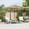 Hot Garden Furniture Zarvir Sombrilla de jardín con LEDs poste acero marrón 290x290x238 cm