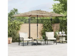 Hot Garden Furniture Zarvir Sombrilla de jardín con LEDs poste acero marrón 290x290x238 cm