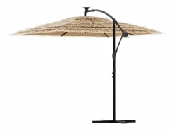 Online Garden Furniture Zarvir Sombrilla de jardín con LEDs poste acero marrón 269x269x235 cm