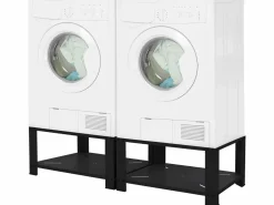ML-DESIGN Zócalo lavadora doble con balda base secadora negra