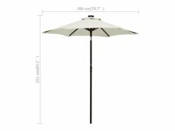 Clearance Zerdal Sombrilla de jardín con luces LED aluminio arena 200x211 cm Sombrilla